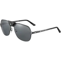 Cartier - Aviator - Metal Black PVD Polarized Grey - Santos de Cartier - Sunglasses - Cartier Eyewear - Avvenice