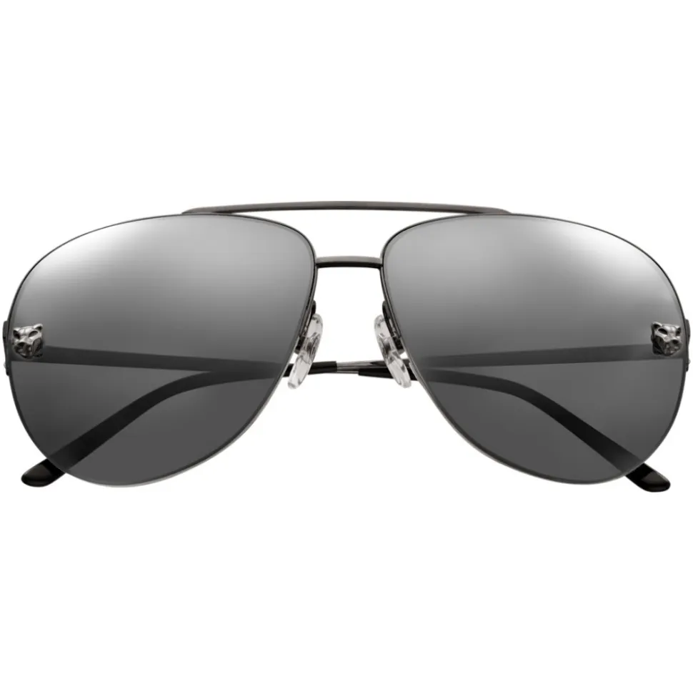 Cartier - Aviator - Metal, Black PVD and Ruthenium Finishes - Panthère de Cartier - Sunglasses - Cartier Eyewear - Avvenice