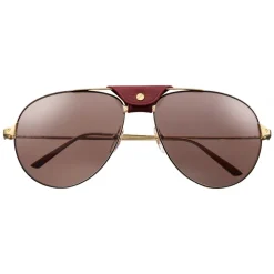 Cartier - Aviator - Metal Champagne Black Bordeaux - Santos de Cartier - Sunglasses - Cartier Eyewear - Avvenice