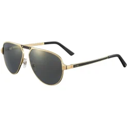 Cartier - Aviator - Metal Gold Champagne Polarized Grey Flash Gold - Santos de Cartier - Sunglasses - Cartier Eyewear - Avvenice
