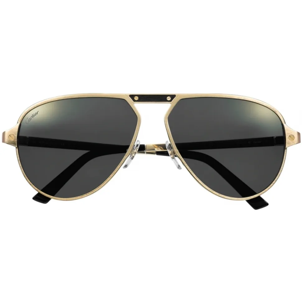 Cartier - Aviator - Metal Gold Champagne Polarized Grey Flash Gold - Santos de Cartier - Sunglasses - Cartier Eyewear - Avvenice