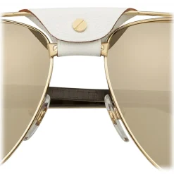 Cartier - Aviator - Metal White Horn Carbon Horn Champagne - Santos de Cartier - Sunglasses - Cartier Eyewear - Avvenice