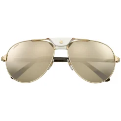 Cartier - Aviator - Metal White Horn Carbon Horn Champagne - Santos de Cartier - Sunglasses - Cartier Eyewear - Avvenice
