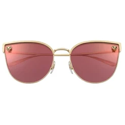 Cartier - Cat Eye - Brushed Golden Metal Pink Lenses - Panthère de Cartier - Sunglasses - Cartier Eyewear - Avvenice