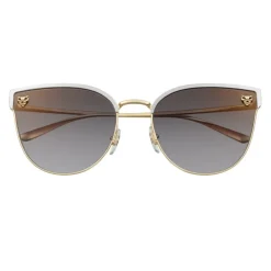 Cartier - Cat Eye - Golden Brushed Platinum Finish Metal - Panthère de Cartier - Sunglasses - Cartier Eyewear - Avvenice