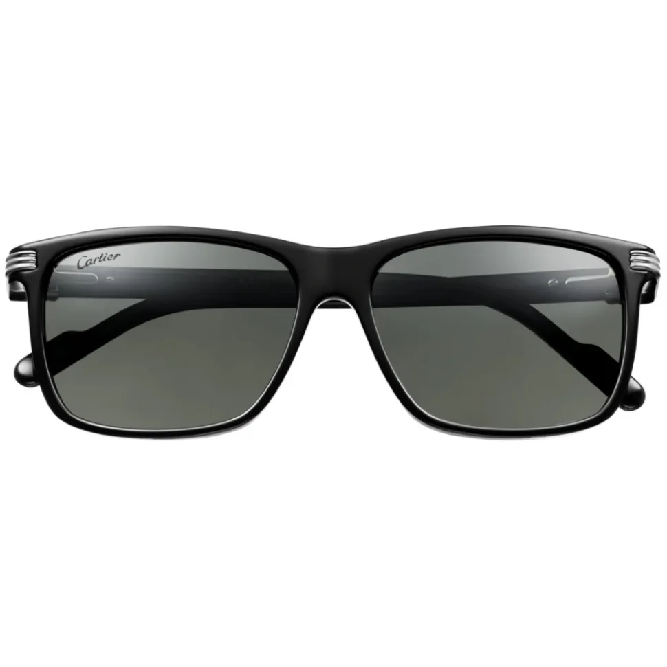 Cartier - Classic - Acetate Glossy Black Polarized Grey - Première de Cartier - Sunglasses - Cartier Eyewear - Avvenice