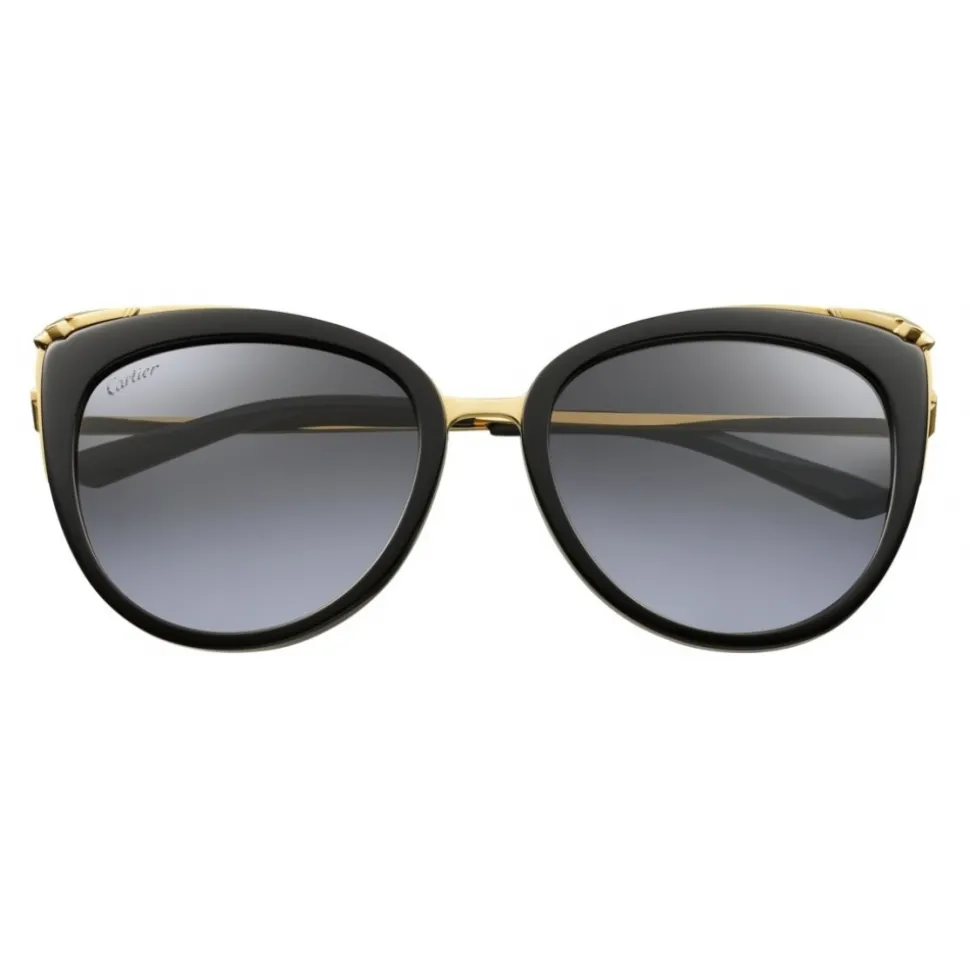 Cartier - Oval - Acetate Combined Black Gold Champagne - Panthère de Cartier - Sunglasses - Cartier Eyewear - Avvenice