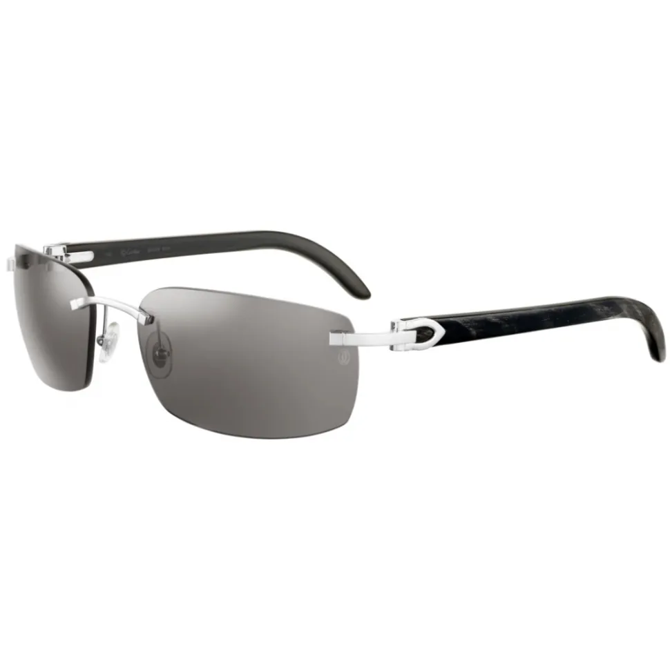 Cartier - Oval - White Buffalo Marbled Horn Platinum Grey - C de Cartier - Sunglasses - Cartier Eyewear - Avvenice
