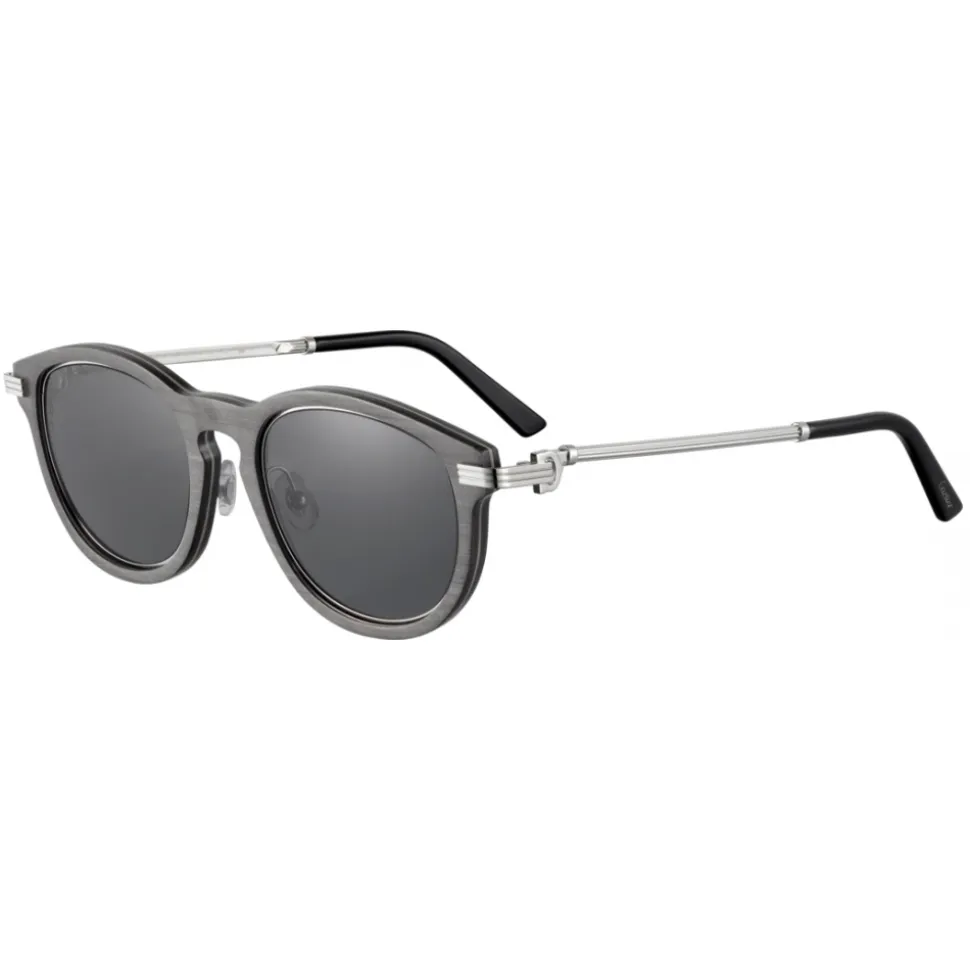 Cartier - Pantos - Metal Grey Platinum Polarized Grey - Première de Cartier - Sunglasses - Cartier Eyewear - Avvenice