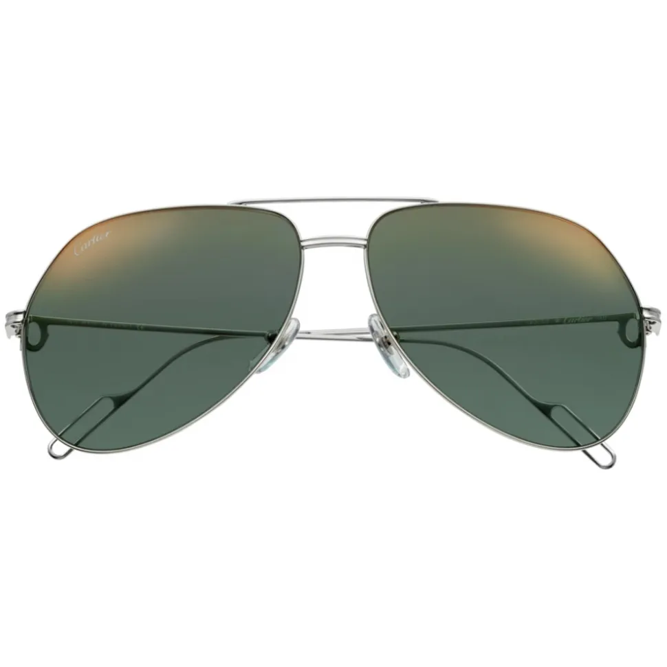 Cartier - Pilot - Metal Platinum Green Flash Gold - Première de Cartier - Sunglasses - Cartier Eyewear - Avvenice