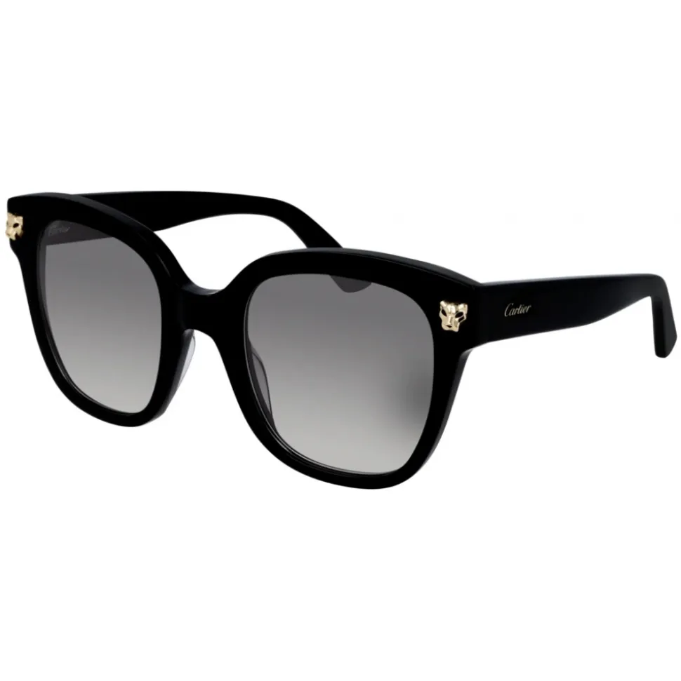 Cartier - Rectangular - Acetate Black Gold Finish Champagne - Panthère de Cartier - Sunglasses - Cartier Eyewear - Avvenice