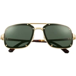 Cartier - Rectangular - Brushed Golden Metal Gray Lenses - Santos de Cartier - Sunglasses - Cartier Eyewear - Avvenice