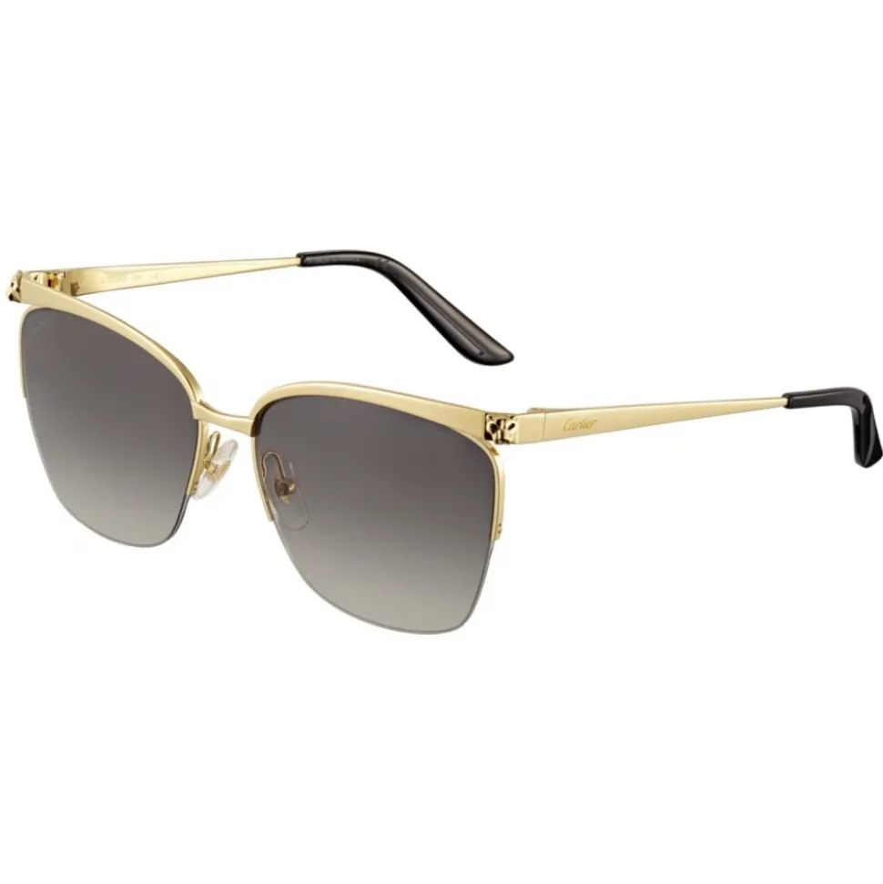 Cartier - Rectangular - Metal Gold Champagne Grey - Panthère de Cartier - Sunglasses - Cartier Eyewear - Avvenice