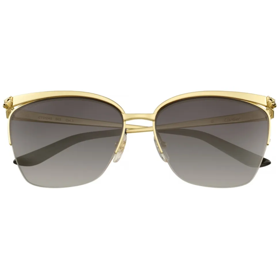 Cartier - Rectangular - Metal Gold Champagne Grey - Panthère de Cartier - Sunglasses - Cartier Eyewear - Avvenice