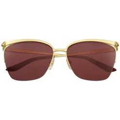 Cartier - Rectangular - Metal Gold Champagne Bordeaux - Panthère de Cartier - Sunglasses - Cartier Eyewear - Avvenice