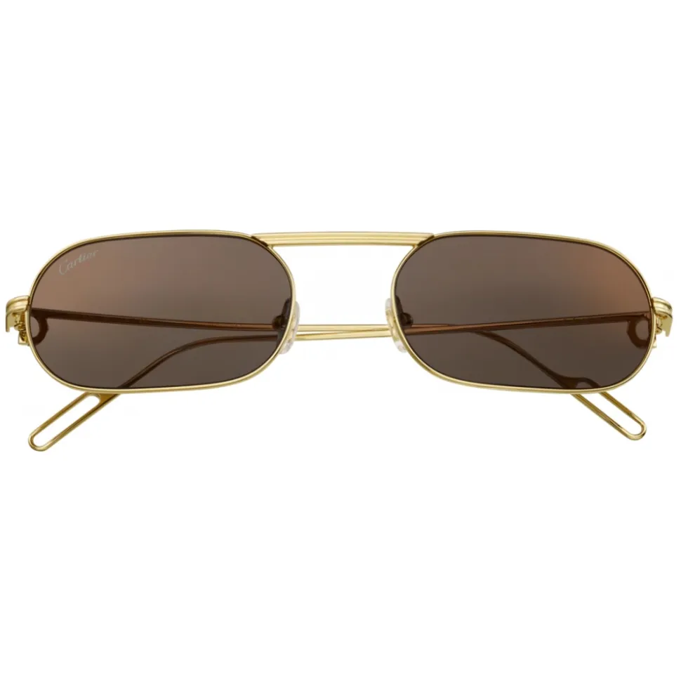 Cartier - Rectangular - Metal Gold Champagne Brown Flash Gold - Première de Cartier - Sunglasses - Cartier Eyewear - Avvenice
