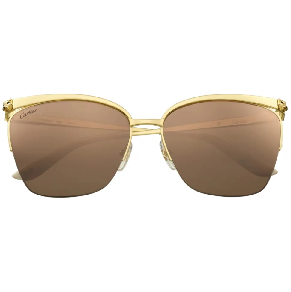 Cartier - Rectangular - Metal Gold Champagne Pink - Panthère de Cartier - Sunglasses - Cartier Eyewear - Avvenice