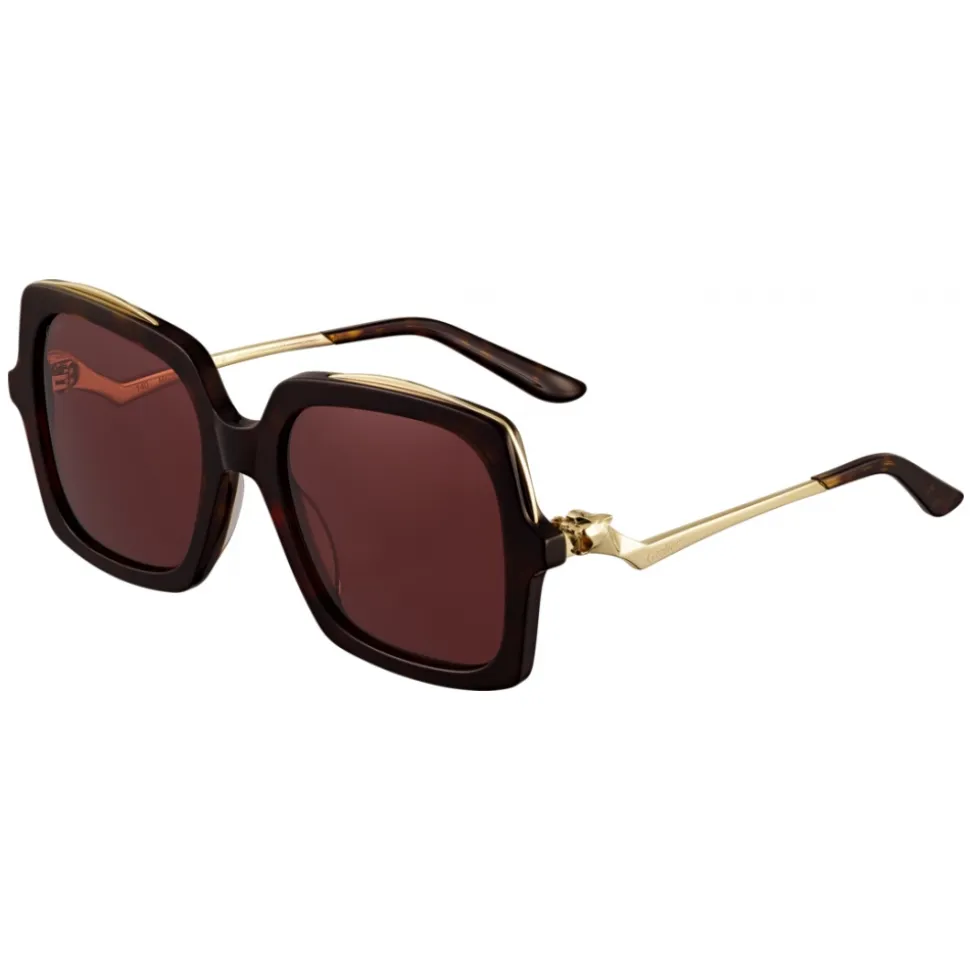 Cartier - Rectangular - Turtle Gold Champagne Bordeaux - Panthère de Cartier - Sunglasses - Cartier Eyewear - Avvenice