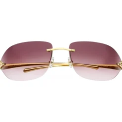 Cartier - Rectangular-Oval - Metal, Polished Gold Finish, Purple Lenses - Panthère de Cartier - Sunglasses - Cartier Eyewear - Avvenice