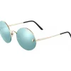 Cartier - Round - Golden Metal, Gold Finish Champagne, Blue - Panthère de Cartier - Sunglasses - Cartier Eyewear - Avvenice