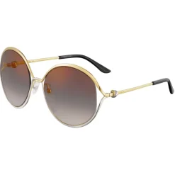 Cartier - Round - Golden-Finish Platinum-Finish Metal Graduated Grey Lenses - Trinity Collection - Sunglasses - Cartier Eyewear - Avvenice