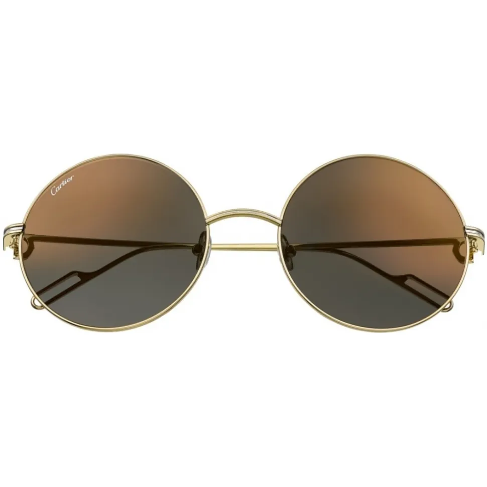 Cartier - Round - Metal Gold Champagne Grey - Première de Cartier - Sunglasses - Cartier Eyewear - Avvenice