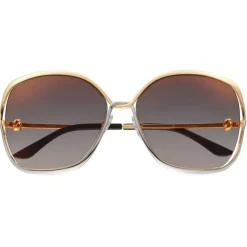 Cartier - Square - Golden-Finish Platinum-Finish Metal Graduated Grey Lenses - Trinity Collection - Sunglasses - Cartier Eyewear - Avvenice