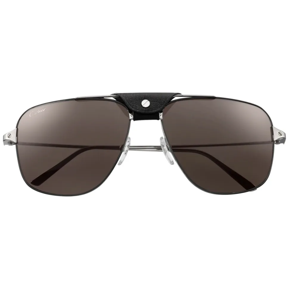 Cartier - Square - Metal Dark Ruthenium Gray - Santos de Cartier - Sunglasses - Cartier Eyewear - Avvenice