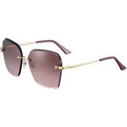 Cartier - Square - Metal Gold Finish Champagne, Bordeaux Lenses - Panthère de Cartier - Sunglasses - Cartier Eyewear - Avvenice