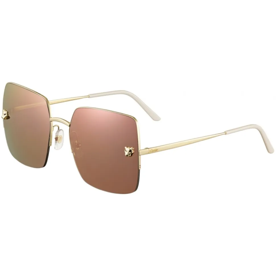 Cartier - Square - Metal Gold Finish Champagne - Panthère de Cartier - Sunglasses - Cartier Eyewear - Avvenice
