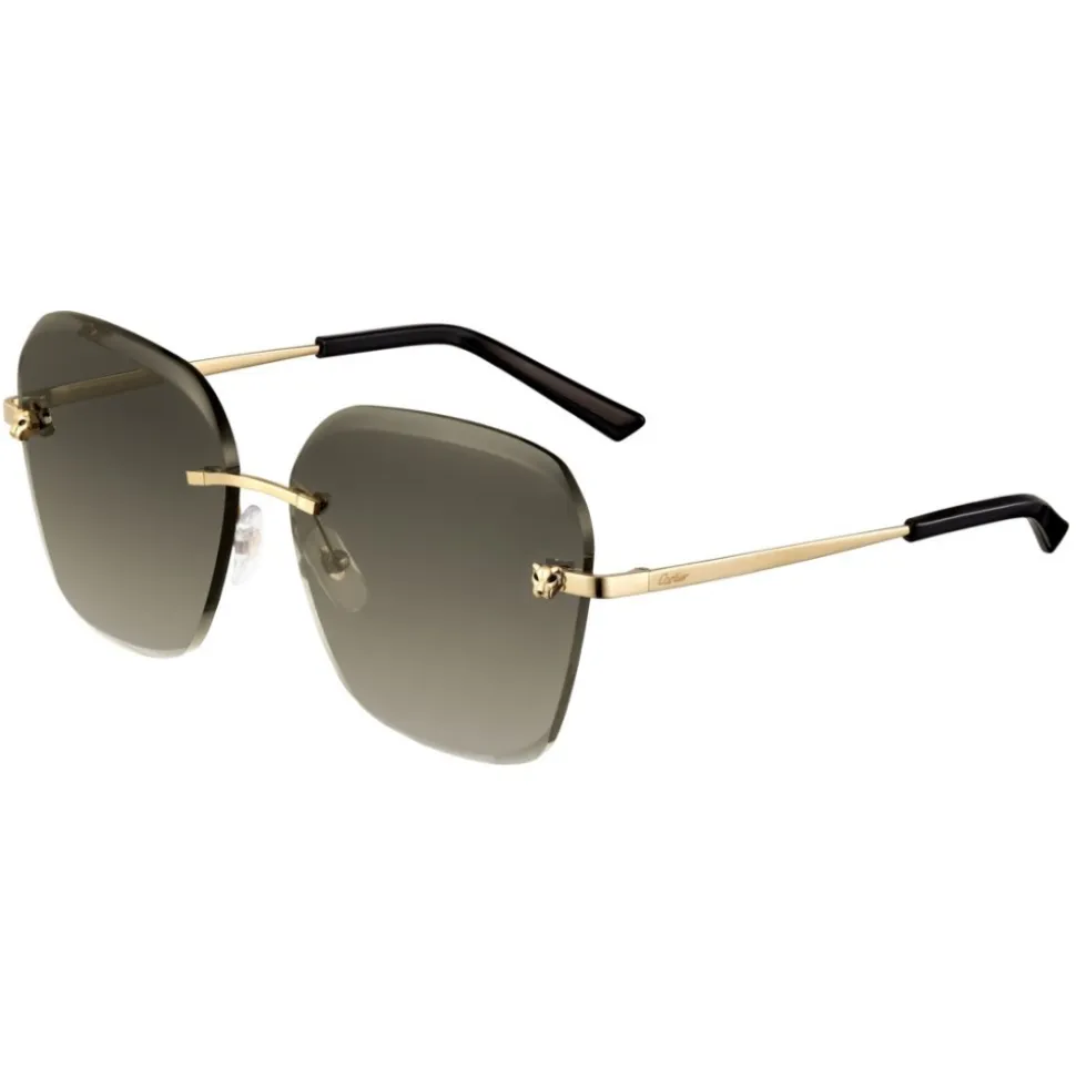 Cartier - Square - Metal Gold Finish Champagne, Brown Lenses - Panthère de Cartier - Sunglasses - Cartier Eyewear - Avvenice