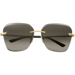 Cartier - Square - Metal Gold Finish Champagne, Brown Lenses - Panthère de Cartier - Sunglasses - Cartier Eyewear - Avvenice