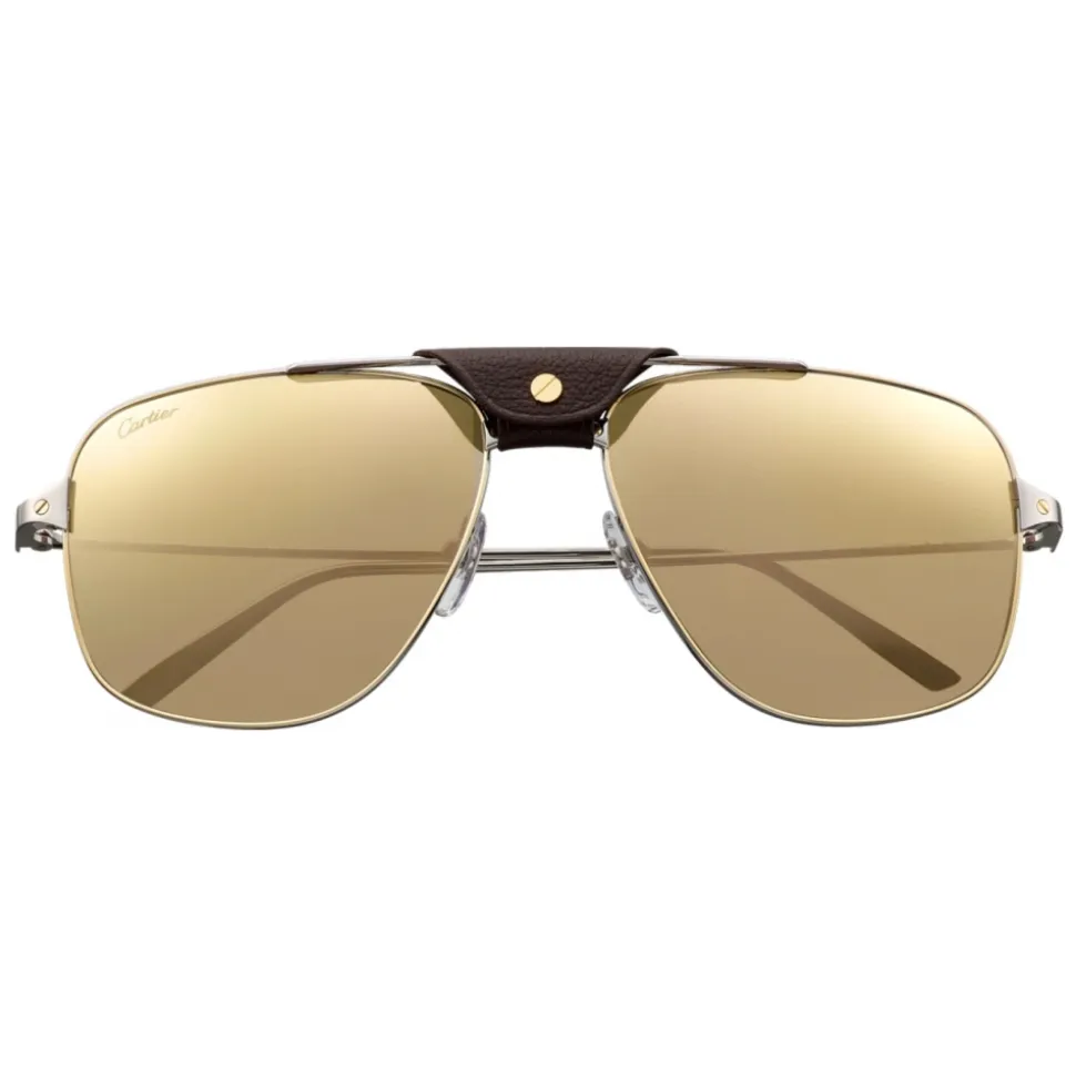 Cartier - Square - Metal Ruthenium White Gold - Santos de Cartier - Sunglasses - Cartier Eyewear - Avvenice