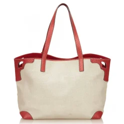 Cartier Vintage - Canvas Marcello De Cartier Tote Bag - Ivory Red - Fabric, Leather and Python Leather Bag - Luxury High Quality - Avvenice