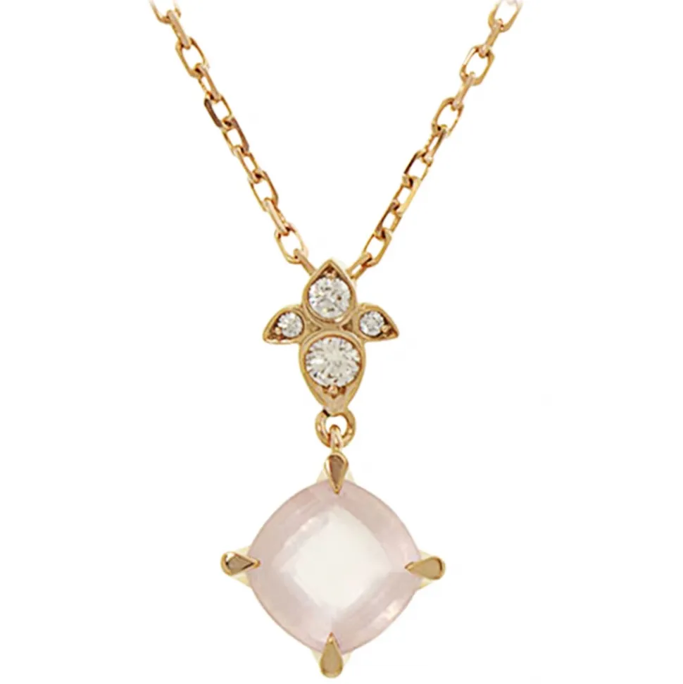 Cartier Vintage - Diamond Rose Quartz Necklace - Cartier Necklace in Rose Gold - Luxury High Quality - Avvenice