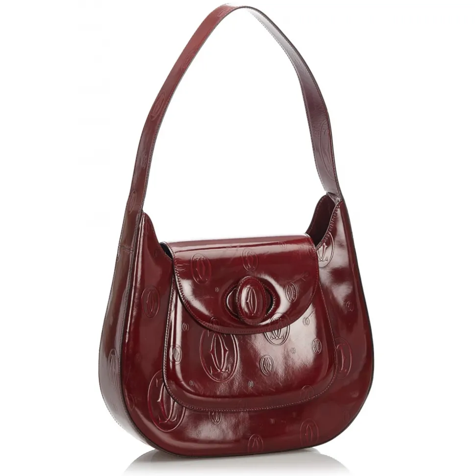 Cartier Vintage - Happy Birthday Shoulder Bag - Red Burgundy - Cartier Handbag in Leather - Luxury High Quality - Avvenice