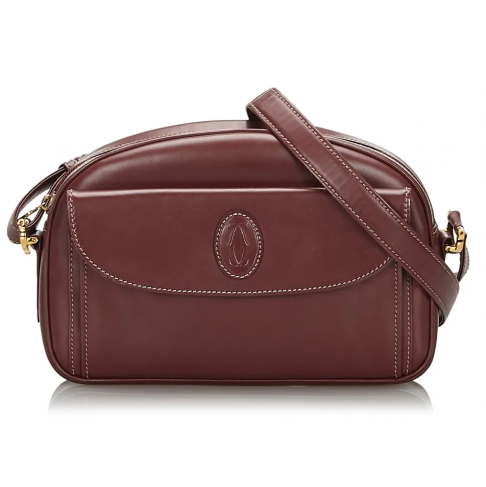 Cartier Vintage - Leather Must De Cartier Crossbody Bag - Bordeau - Leather Handbag - Luxury High Quality - Avvenice