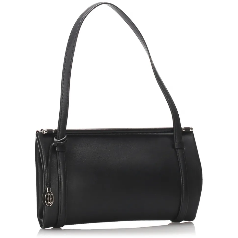 Cartier Vintage - Leather Shoulder Bag - Black - Cartier Handbag in Leather - Luxury High Quality - Avvenice