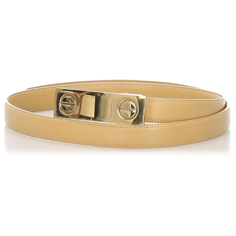 Cartier Vintage - Love Leather Belt - Beige Gold - Cartier Belt in Leather - Luxury High Quality - Avvenice