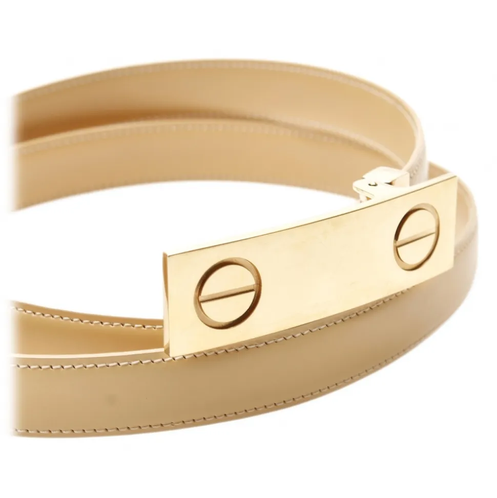Cartier Vintage - Love Leather Belt - Beige Gold - Cartier Belt in Leather - Luxury High Quality - Avvenice
