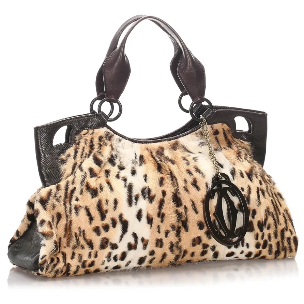 Cartier Vintage - Mink Fur Marcello de Cartier Tote - Brown Beige - Cartier Handbag in Leather - Luxury High Quality - Avvenice