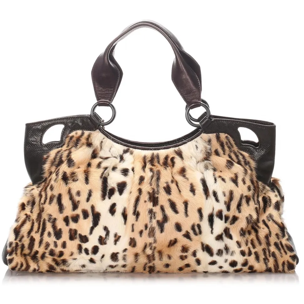 Cartier Vintage - Mink Fur Marcello de Cartier Tote - Brown Beige - Cartier Handbag in Leather - Luxury High Quality - Avvenice