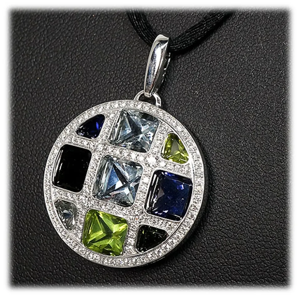 Cartier Vintage - Multistone Pasha de Cartier Pendant Necklace - Cartier Necklace in Gold and Diamonds - Luxury High Quality - Avvenice