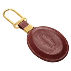 Cartier Vintage - Must de Cartier Key Chain - Burgundy Gold - Cartier Keychain in Leather - Luxury High Quality - Avvenice