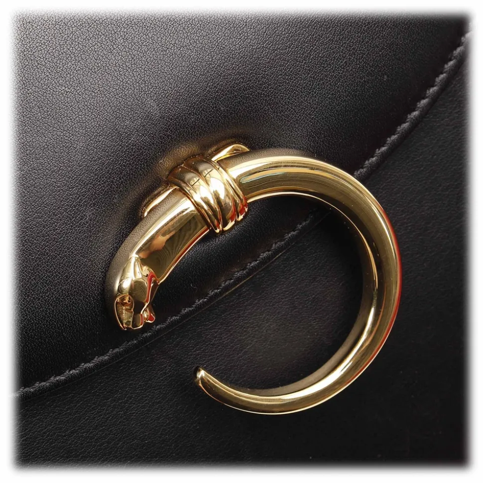 Cartier Vintage - Panthere Leather Handbag - Black - Cartier Handbag in Leather - Luxury High Quality - Avvenice