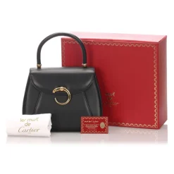 Cartier Vintage - Panthere Leather Handbag - Black - Cartier Handbag in Leather - Luxury High Quality - Avvenice