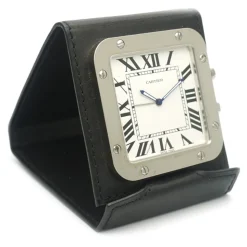 Cartier Vintage - Santos de Cartier Travel Alarm Clock - Silver Black - Cartier Alarm Clock in Steel - Luxury High Quality - Avvenice