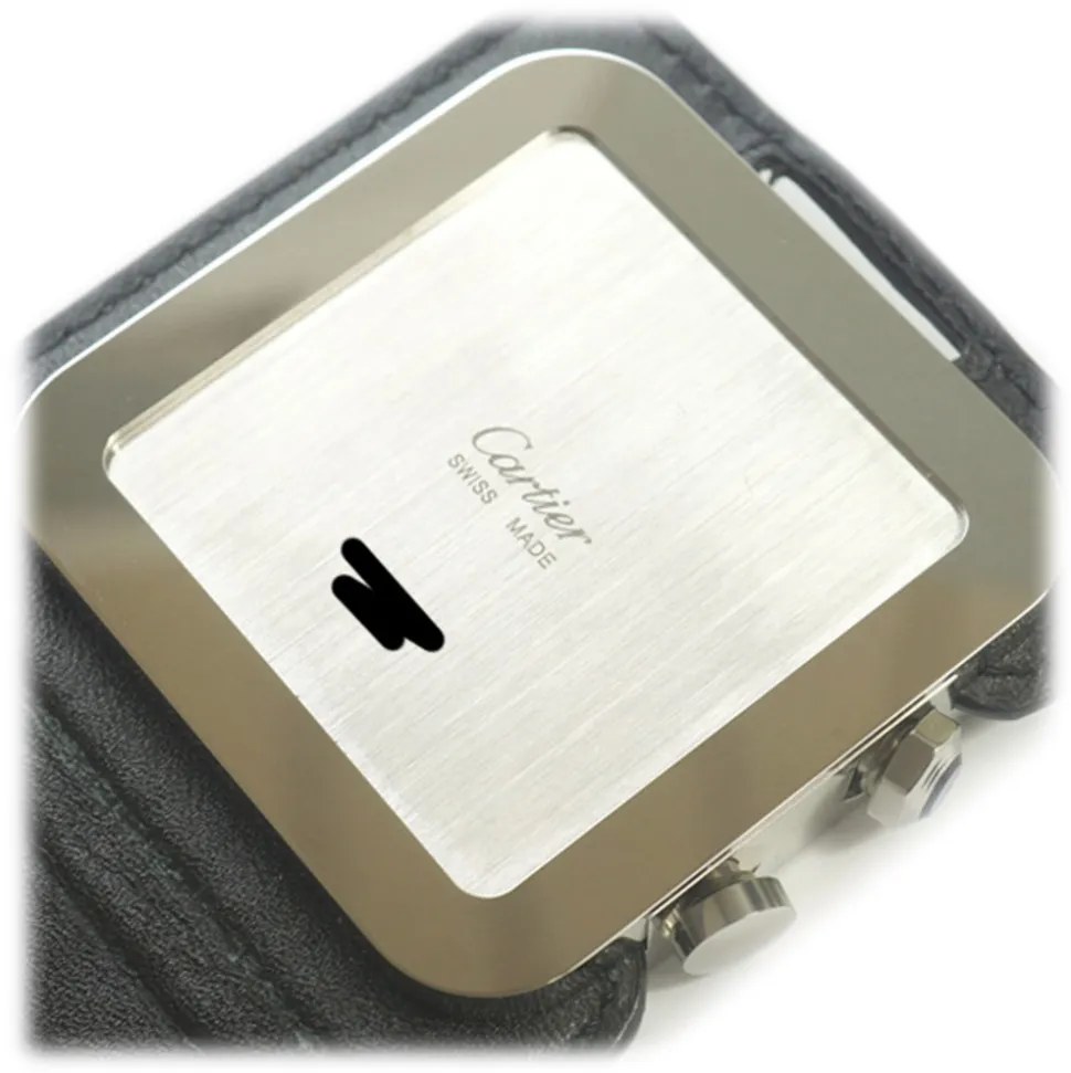 Cartier Vintage - Santos de Cartier Travel Alarm Clock - Silver Black - Cartier Alarm Clock in Steel - Luxury High Quality - Avvenice