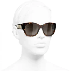 Chanel - Butterfly Sunglasses - Dark Tortoise White Gold - Chanel Eyewear - Avvenice