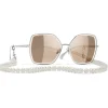 Chanel - Butterfly Sunglasses - Silver Pink Gold - Chanel Eyewear - Avvenice